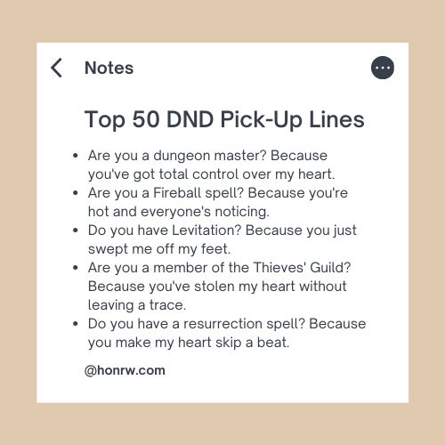 DND Pick-Up Lines List 1